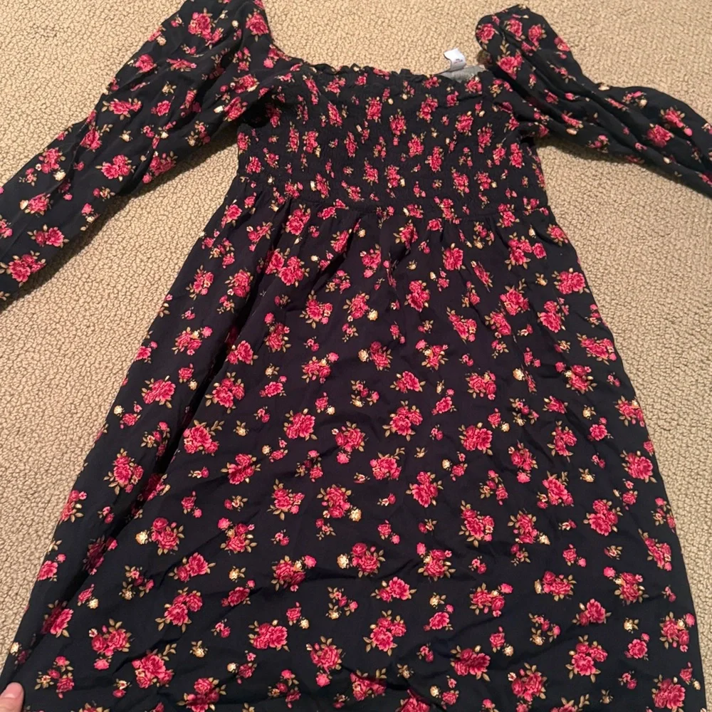 NWOT old navy girls xl floral red rose long sleeve dress